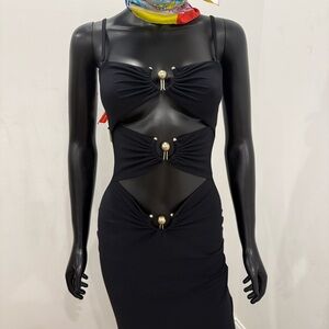 Christopher Esber Cutout Hardware Midi Dress Black EU36 US4 Sexy Evening New